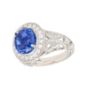 No Heat 4.79 Carat Blue Ceylon Sapphire with Diamonds in 18K Gold Ring