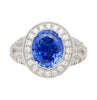 No Heat 4.79 Carat Blue Ceylon Sapphire with Diamonds in 18K Gold Ring