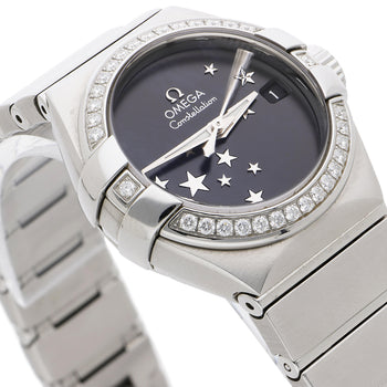 Omega Constellation 27mm Diamond Bezel Black Star Dial Steel Watch 2022 Full Set – Assay Jewelers