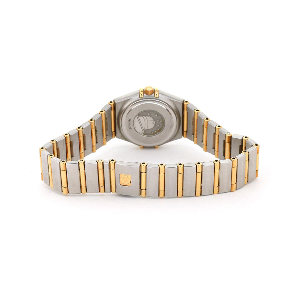 Map. Dial Omega Constellation Diamond Bezel MOP Dial 18K Two Tone Gold Ladies Qu