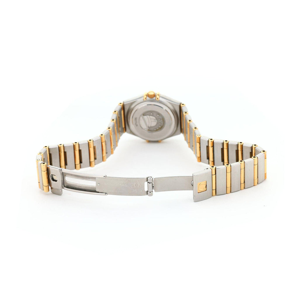 Map. Dial Omega Constellation Diamond Bezel MOP Dial 18K Two Tone Gold Ladies Qu