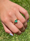 Oval Cut 0.72ct Natural Emerald in 14k solid Gold Ring