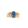 Bague avec bande royale en saphir bleu taille ovale en 18k | Demi serti clos