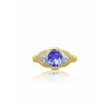 Oval Cut Tanzanite Evil Eye Ring in 14k Yellow Gold - ASSAY