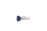 Oval cut Natural Blue Sapphire with natural baguette cut diamonds in 18k solid white gold - ASSAY