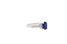 Oval cut Natural Blue Sapphire with natural baguette cut diamonds in 18k solid white gold