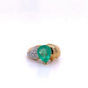 Pear Shape Colombian Emerald and Diamond Ring in 14k Yellow Gold