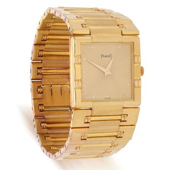 Piaget Dancer 80317 18K Gold Square Champagne Dial Integrated Bracelet Watch – Assay Jewelers