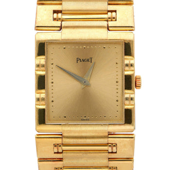 Piaget Dancer 80317 18K Gold Square Champagne Dial Integrated Bracelet Watch – Assay Jewelers