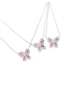 Pink Sapphire and Diamond Butterfly 14K White Gold Floating Pendant Necklace-Necklace-ASSAY