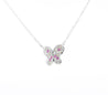 Pink Sapphire and Diamond Butterfly 14K White Gold Floating Pendant Necklace