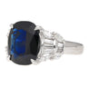 Platinum 7.52 Carat Cushion Cut Blue Sapphire and Diamond Engagement Ring