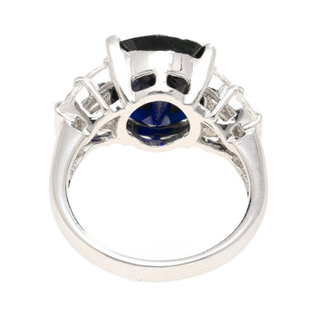 Platinum 7.52 Carat Cushion Cut Blue Sapphire and Diamond Engagement Ring – Assay Jewelers