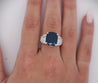 Platinum 7.52 Carat Cushion Cut Blue Sapphire and Diamond Engagement Ring