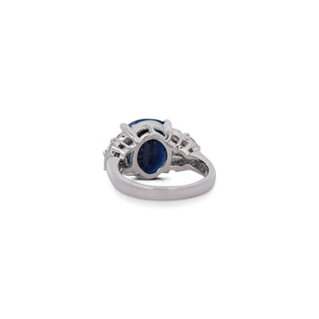 Platinum 7.52 Carat Cushion Cut Blue Sapphire and Diamond Engagement Ring – Assay Jewelers