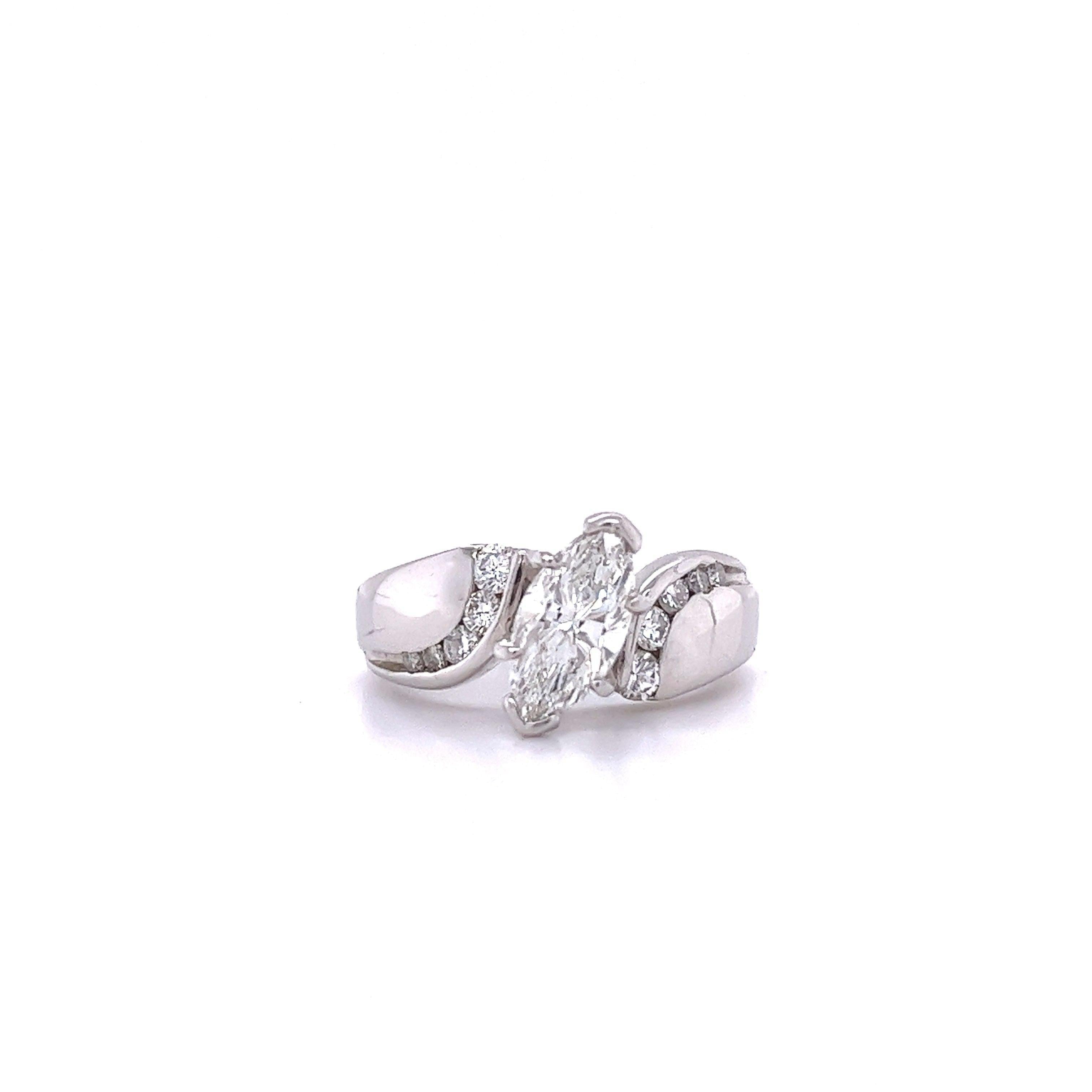 Platinum Set 1.20 Carat Marquise Cut Diamond Ring-ASSAY-ASSAY