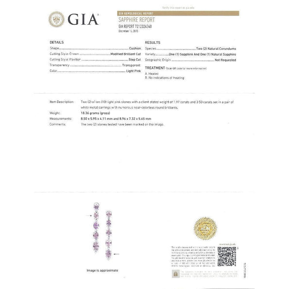 Platinum Set Color Changing Natural Pink Padparadscha Sapphire Dangle Earrings