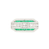 Platinum and 18K White Gold Brooch with Diamonds and Emerald-Brooches & Lapel Pins-ASSAY