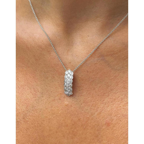 Princess Cut Cluster Pendant Drop Necklace in 18K White Gold