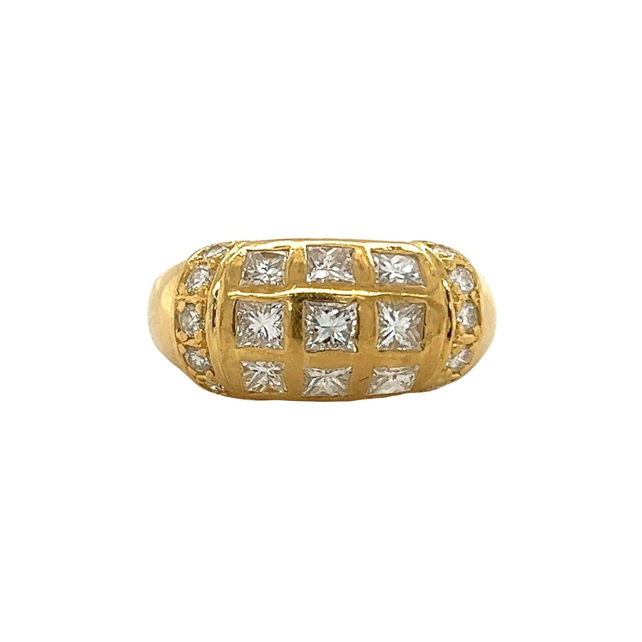 Princess Cut Diamond Cluster Dome Ring in 18k Yellow Gold-Rings-ASSAY