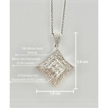 Princess Cut White Gold Diamond Star Necklace in 18k White Gold – Assay Jewelers
