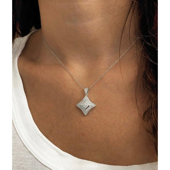 Princess Cut White Gold Diamond Star Necklace in 18k White Gold – Assay Jewelers