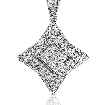 Princess Cut White Gold Diamond Star Necklace in 18k White Gold – Assay Jewelers