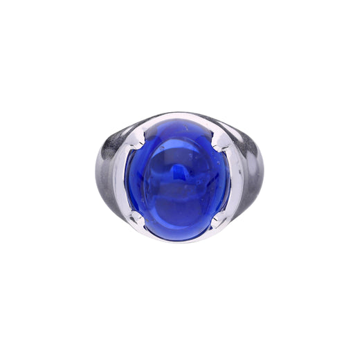 Rare 29.51 Carat No Heat Ceylon Blue Sapphire Cabochon Solitaire Mens Ring