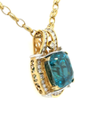 Rare GIA Certified 50 Carat Greenish Blue Zircon Pendant Necklace with Diamonds in Platinum & 18K Yellow Gold