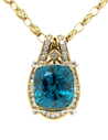 Rare GIA Certified 50 Carat Greenish Blue Zircon Pendant Necklace with Diamonds in Platinum & 18K Yellow Gold-Necklace-ASSAY