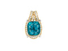 Rare GIA Certified 50 Carat Greenish Blue Zircon Pendant Necklace with Diamonds in Platinum & 18K Yellow Gold