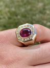 Reserved For SUGE (installment #4) - Rubellite Tourmaline Mens Gypsy Style Ring in 14k gold-Rings-ASSAY