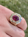 Reserved For SUGE (installment #4) - Rubellite Tourmaline Mens Gypsy Style Ring in 14k gold-Rings-ASSAY