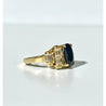 Retro Style Chanthaburi Blue Sapphire ring with Baguette Diamond Sidestones - ASSAY