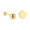 Reversible 3mm 14K Yellow Gold Ball Stud & Clover Screw Back Single Stud Earring