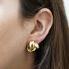 Roberto Coin Knot 18K Yellow Gold Stud Earrings Clip On Lever Backs