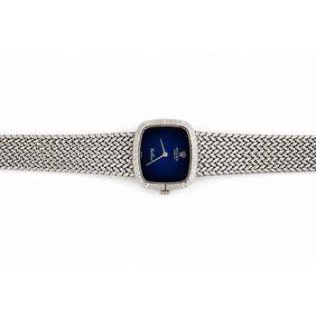 Rolex Cellini 4082 Blue Vignette Dial 24mm Woven 18K White Gold Mesh Watch – Assay Jewelers