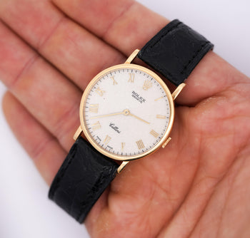 Rolex Cellini Ivory Jubilee 32mm Dial 18K Gold On Leather Watch – Assay Jewelers