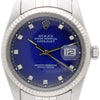 Rolex Datejust 16014 Blue Vignette Diamond Dial 36mm Steel White Gold Watch