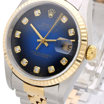 Rolex Datejust 16233 Blue Gradient Factory Diamond Dial Watch – Assay Jewelers
