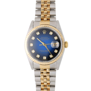 Rolex Datejust 16233 Blue Gradient Factory Diamond Dial Watch – Assay Jewelers