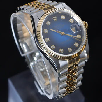Rolex Datejust 16233 Blue Gradient Factory Diamond Dial Watch – Assay Jewelers