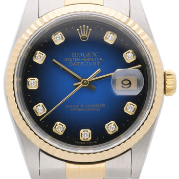Rolex Datejust 16233 Blue Gradient Factory Diamond Dial Watch – Assay Jewelers