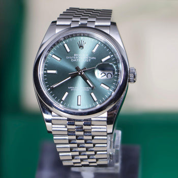 Rolex Datejust 36mm 126200 Mint Green Dial Steel 2023 Jubilee Watch – Assay Jewelers