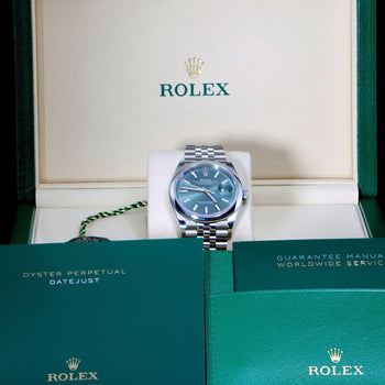 Rolex Datejust 36mm 126200 Mint Green Dial Steel 2023 Jubilee Watch – Assay Jewelers