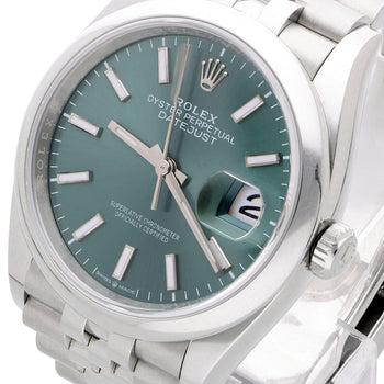Rolex Datejust 36mm 126200 Mint Green Dial Steel 2023 Jubilee Watch – Assay Jewelers