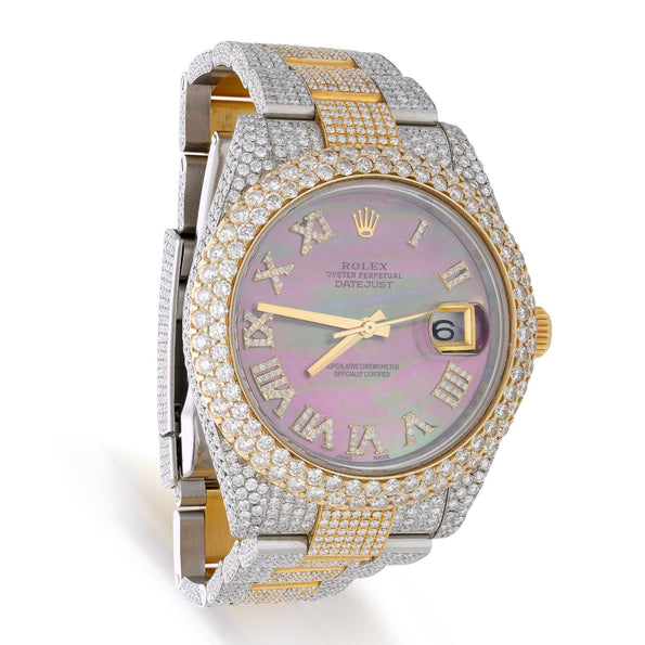 Rolex Datejust 41mm 18K Two-Tone 20 Carat Diamond Bust Down MOP Dial Iced Watch