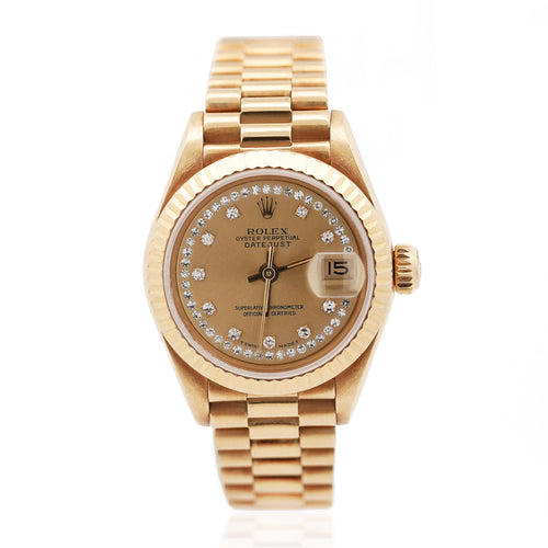 Rolex Datejust Presidential Champagne 18K Gold Diamond Dial Fluted Watch