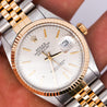 Rolex Datejust Silver Tapestry Dial 2 Tone Jubilee 36mm 16013 Watch Box/Papers