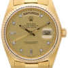 Rolex Day-Date 18038 Champagne Diamond Dial 18K Gold 36mm Circa 1978 Watch